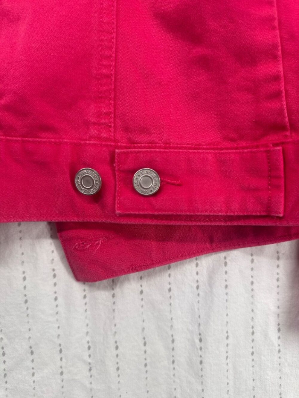 Vintage GAP Womens Jacket Sz S Pink Denim Y2K Trucker Streetwear Retro Pockets - Picture 4 of 15